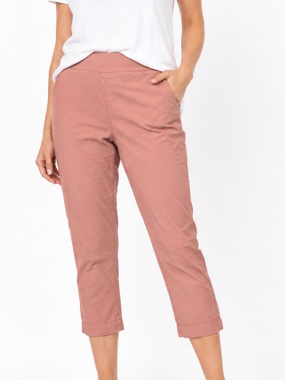 Tribal‎ Dusty Rose Cropped Stretch Pants Elastic Flatten It Technology Size 12